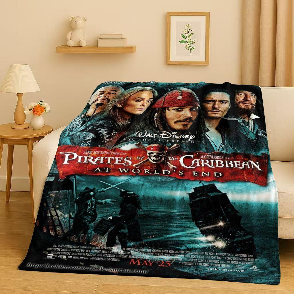 HD Sanrio Pirates of The Caribbean Jack Sparrow Johnny Depp Christmas Flannel Blanket,Soft Plush Throw for Home Bedroom Bed Sofa