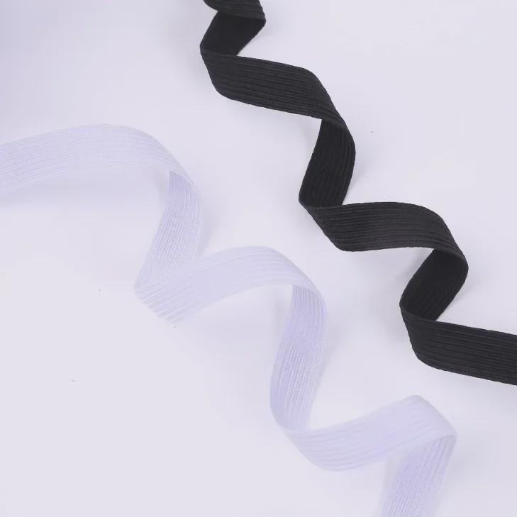 Bílý vysoce elastický koňský pás - 1 cm & Černá úzká elastická guma - 6 mm pro oděvní doplňky