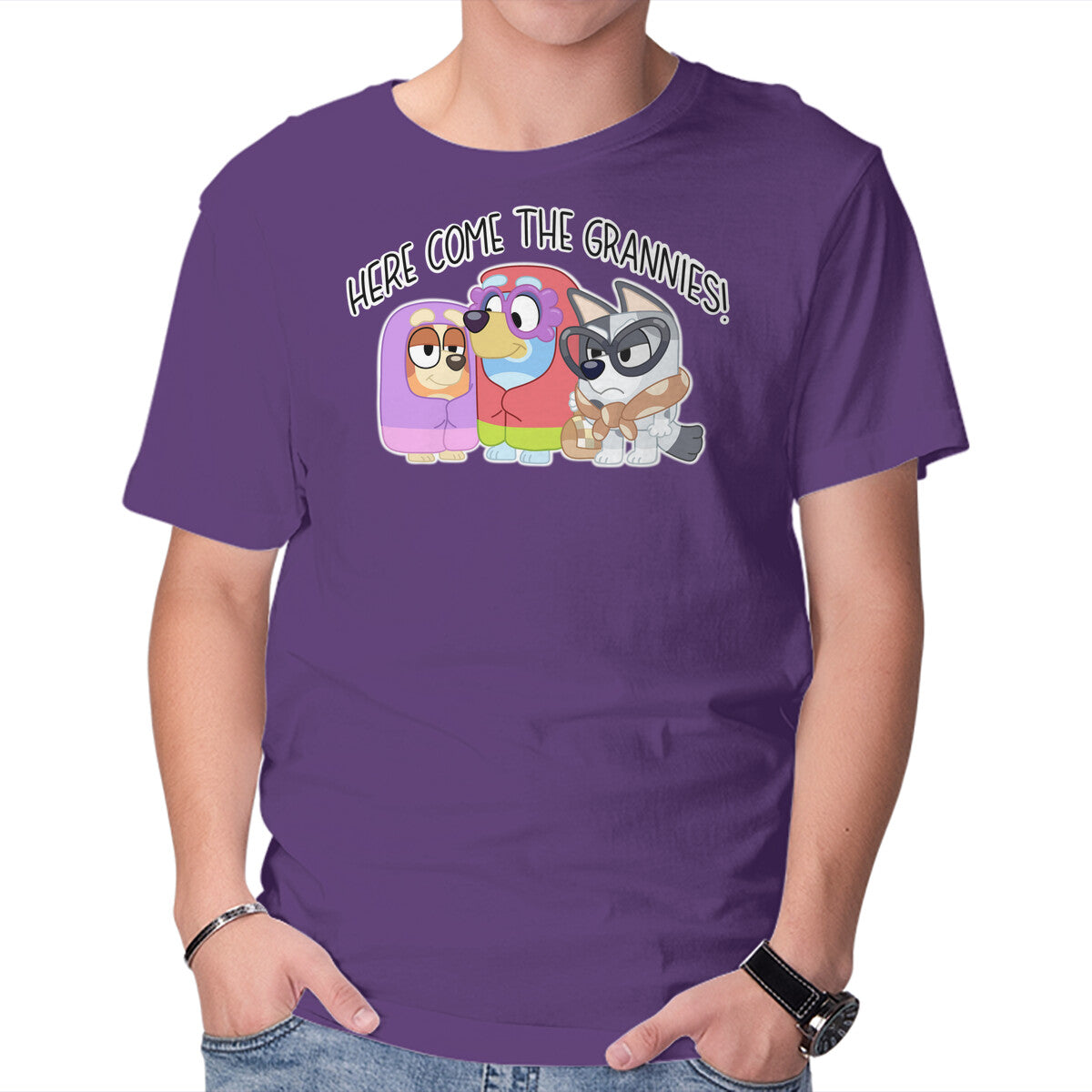 Unisex Crew Neck T-Shirt Here Come The Grannies Graphic Short Sleeve Casual Tee L