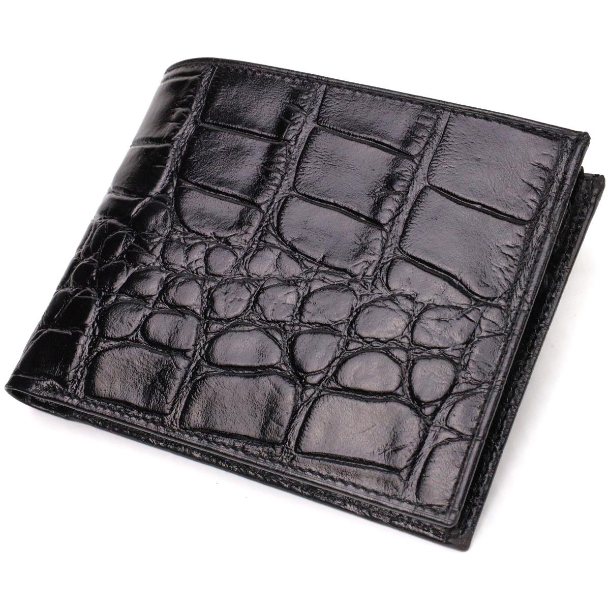Portefeuille homme en cuir véritable effet crocodile CANPELLINI 21866 Noir