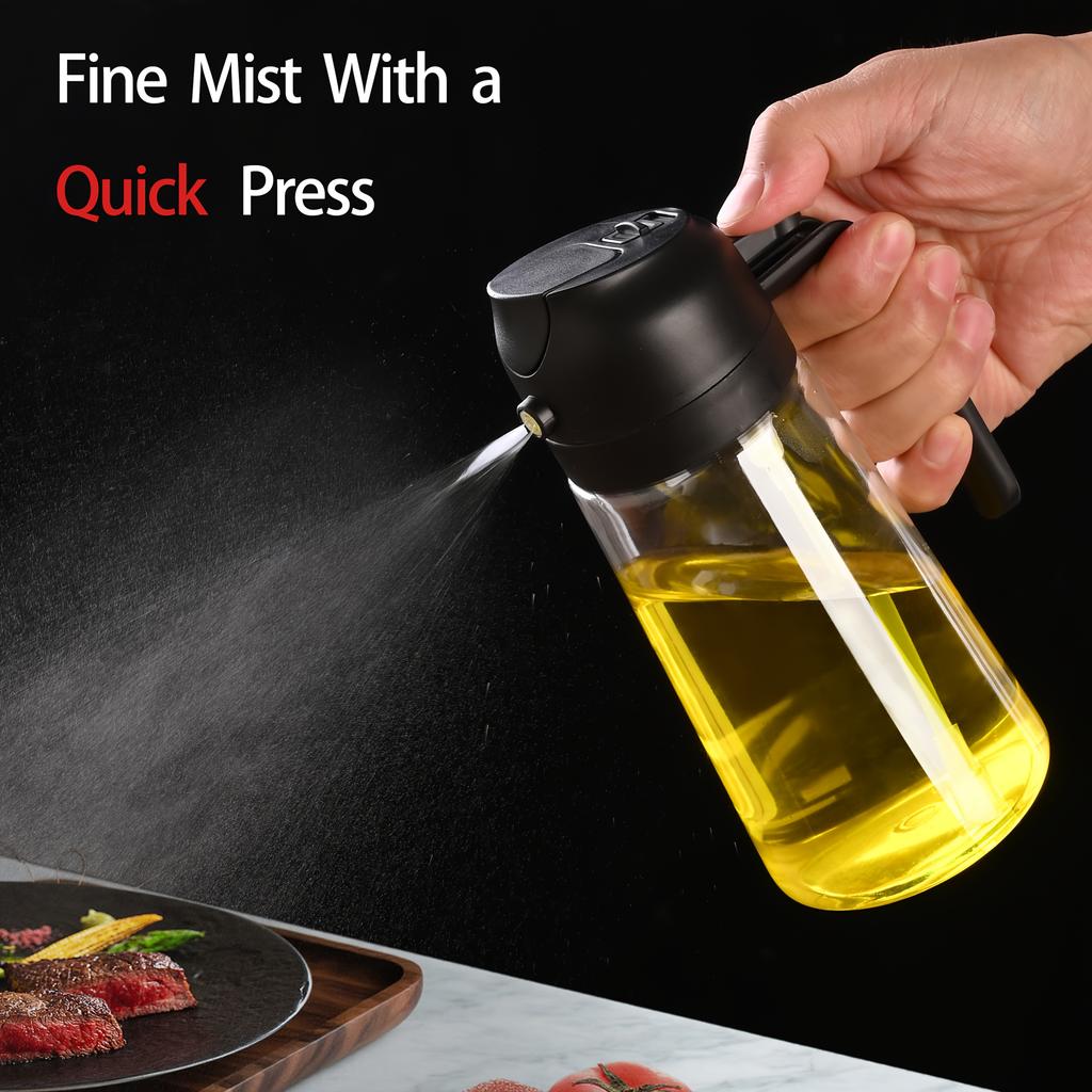 470 ml Oil Sprayer for Cooking 2-in-1 Olive Oil Dispenser and Oil Spray Bottle Oil Spray with Stickers Thick Glass Spray Bottle