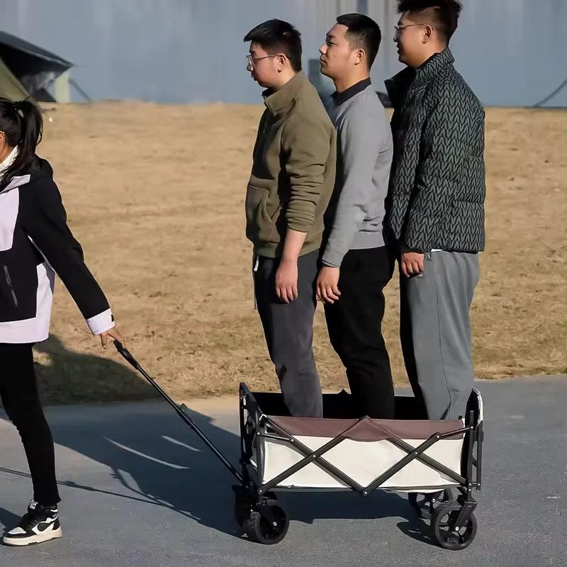 Wagon Outdoors Trolley Portable Garden Camping Cart Heavy Duty Large Capacity Fold Wagon Collapsible Folding Utility Beach Cart