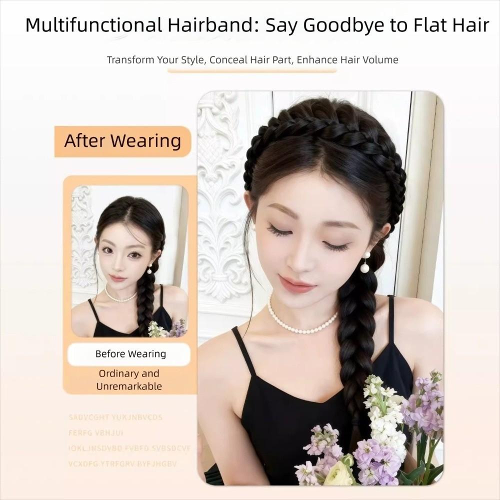 Magnetic Braided Headband Wig Headwear Retro Head Hoop Fishbone Braids Hair Bands Party