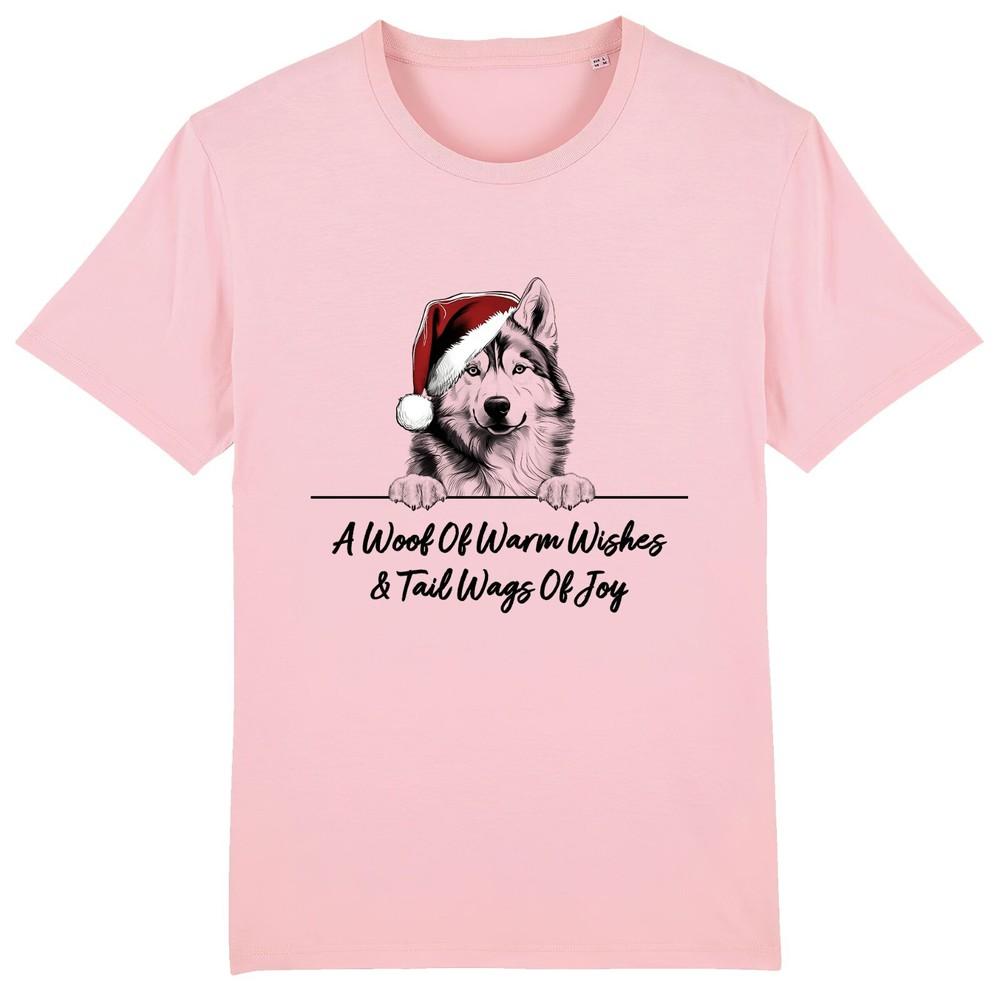 

SIBERIAN HUSKY Christmas Dog T-Shirt Adults Kids Woof Wishes Tail Wags Xmas Gift XL