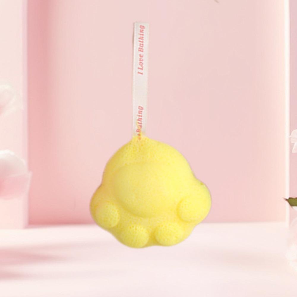 Tragbarer weicher Baby-Badeschwamm mit Hautschichtenentferner und Lanyard, Duschbälle in Katzenpfotenform, Baby-Gesichtswaschschwamm, Badezubehör