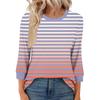 Women's Fashion Casual Seven Sleeve T-Shirt Print Round Neck Top