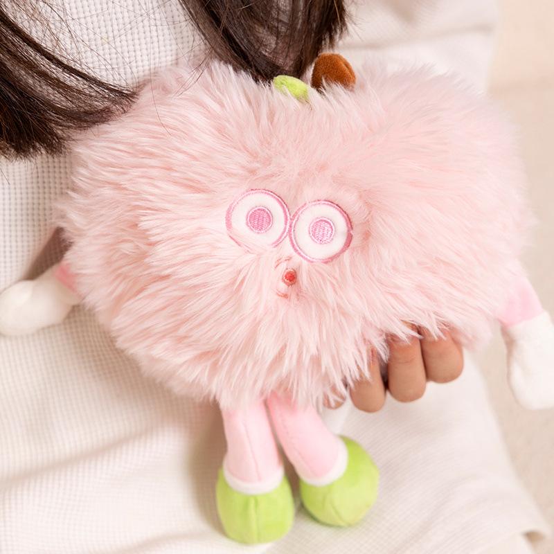 Păpușă Fruct Drăguță cu Păr Lung Fetiță Păpușă Pufoasă Roz Păpușă de Pluș Păpușă Mașină de Joc cu Gheare Cadou