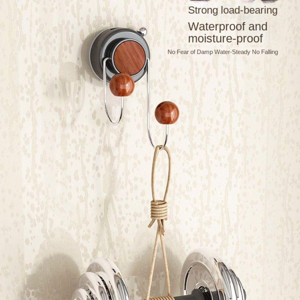 Space Saving Shower Hook Traceless Bathroom Wall Hook Suction Cup Double Hook Bathroom