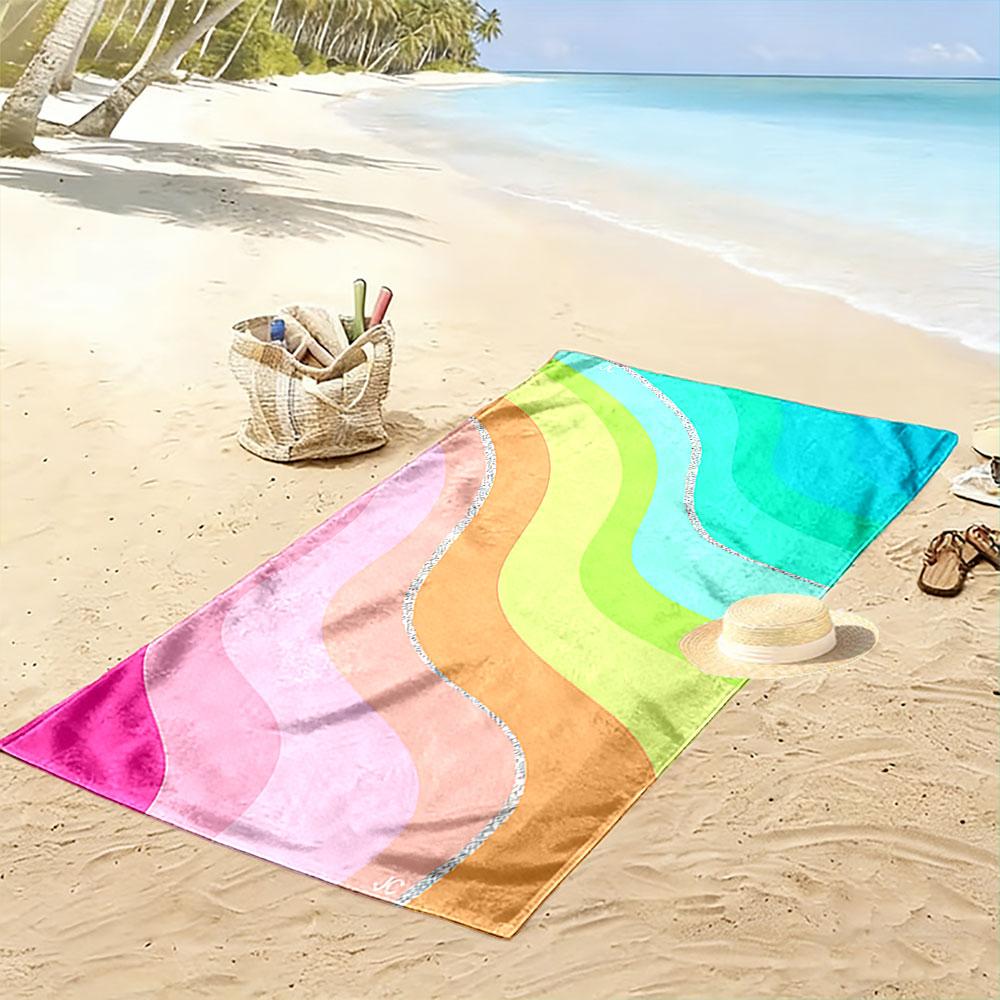 Rainbow Waves Beach Towel Beach Towel Quick-drying for Travel Outdoor Sports Jogging Beach and Swimming
