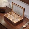 Vintage Glass Cover Jewelry Box Decorative Solid Wood Storage Cabinet  Table Organizer