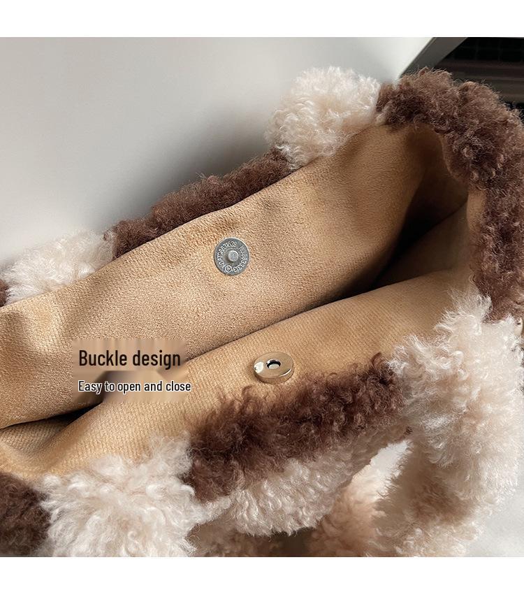 Damvinterhandväska i plysch med nallebjörnstema: Mångsidig Axelväska med Stor Kapacitet