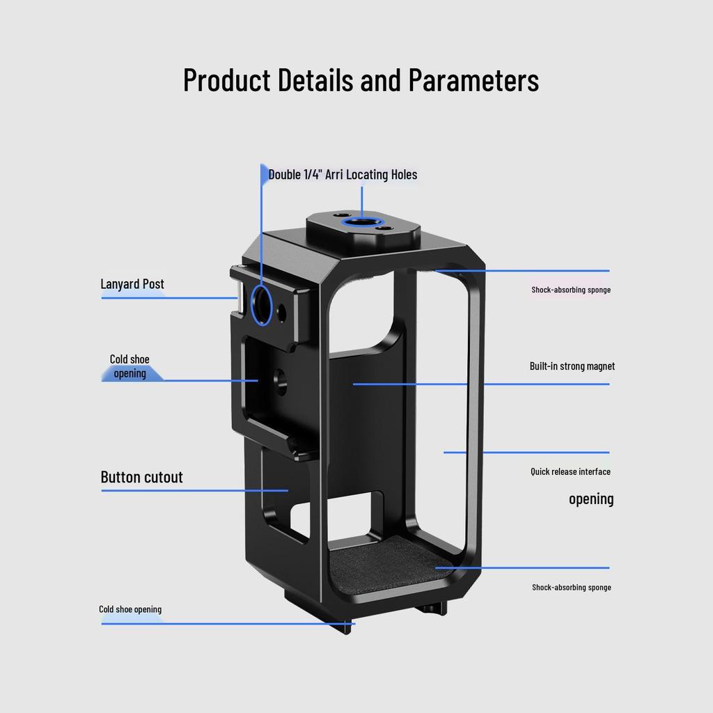 Osmo Nano Metal Frame Mounting Cage for Vertical/Horizontal Shooting with Cold Shoe and Magnetic Adapter