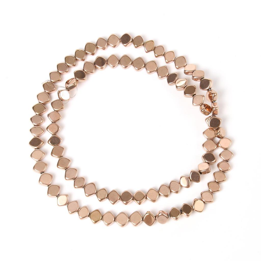 Handgefertigte Bastelfarbe, rosévergoldete Hämatitperlen, natürliche Rondelle-Perlen für Schmuckherstellung, DIY-Charms, Armband-Zubehör, 38,1 cm