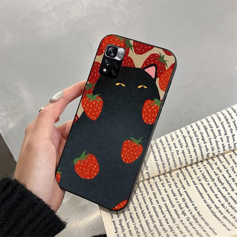 Phone Case For Xiaomi Poco C71 15T 14T Pro Redmi Note 15 14 14 13 Pro Redmi A5 15C 13C Strawberry Cat Cartoon