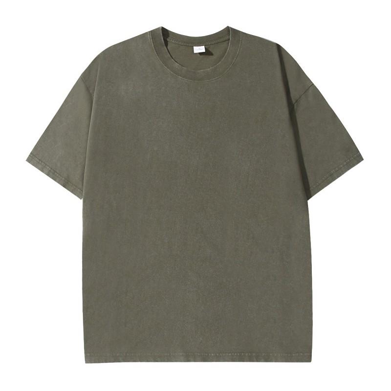 Premium Heavyweight 240g Cotton Washed Distressed Oversized Unisex T-Shirt Loose Fit Casual Tee