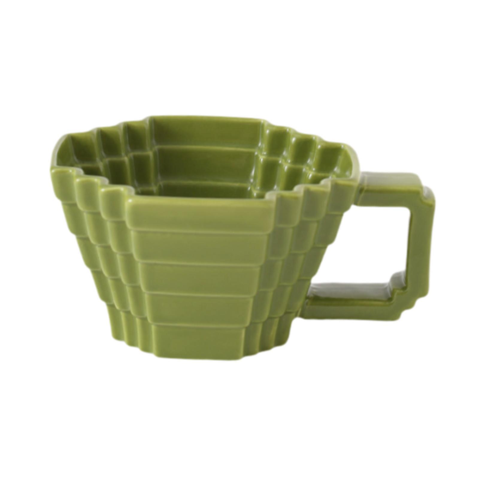 

Ceramic Coffee Mug Handmade Reusable Modern Milk Mug for Camping Bar Wedding зелёный