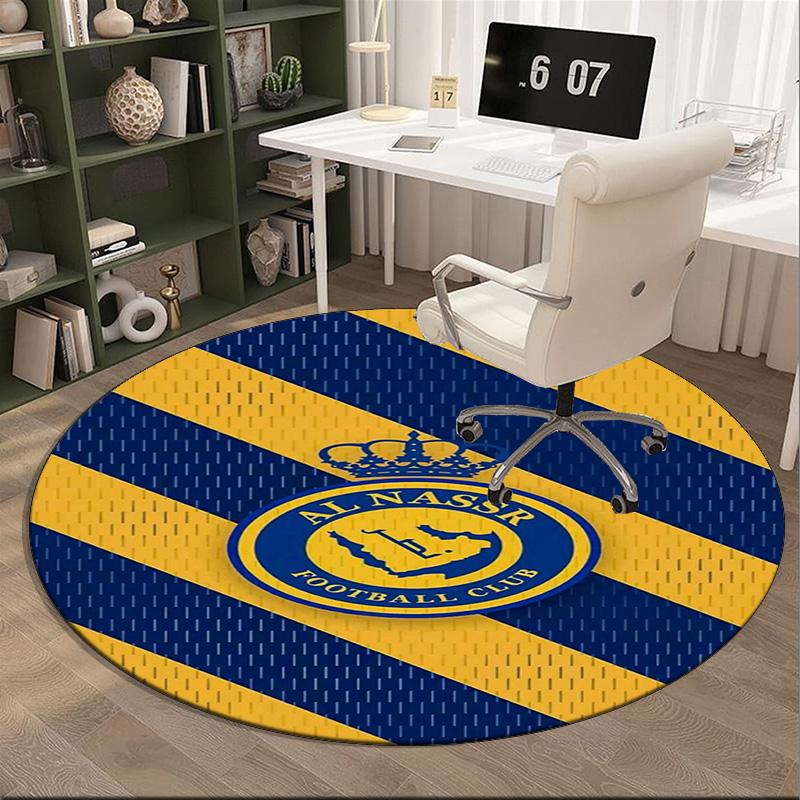 1PC round rug Nassr Football Club Crest Printed Round Area Rug ,Rug For Home Office, Round Chair Rug, Decorative Carpet Fan gifts Christmas gift