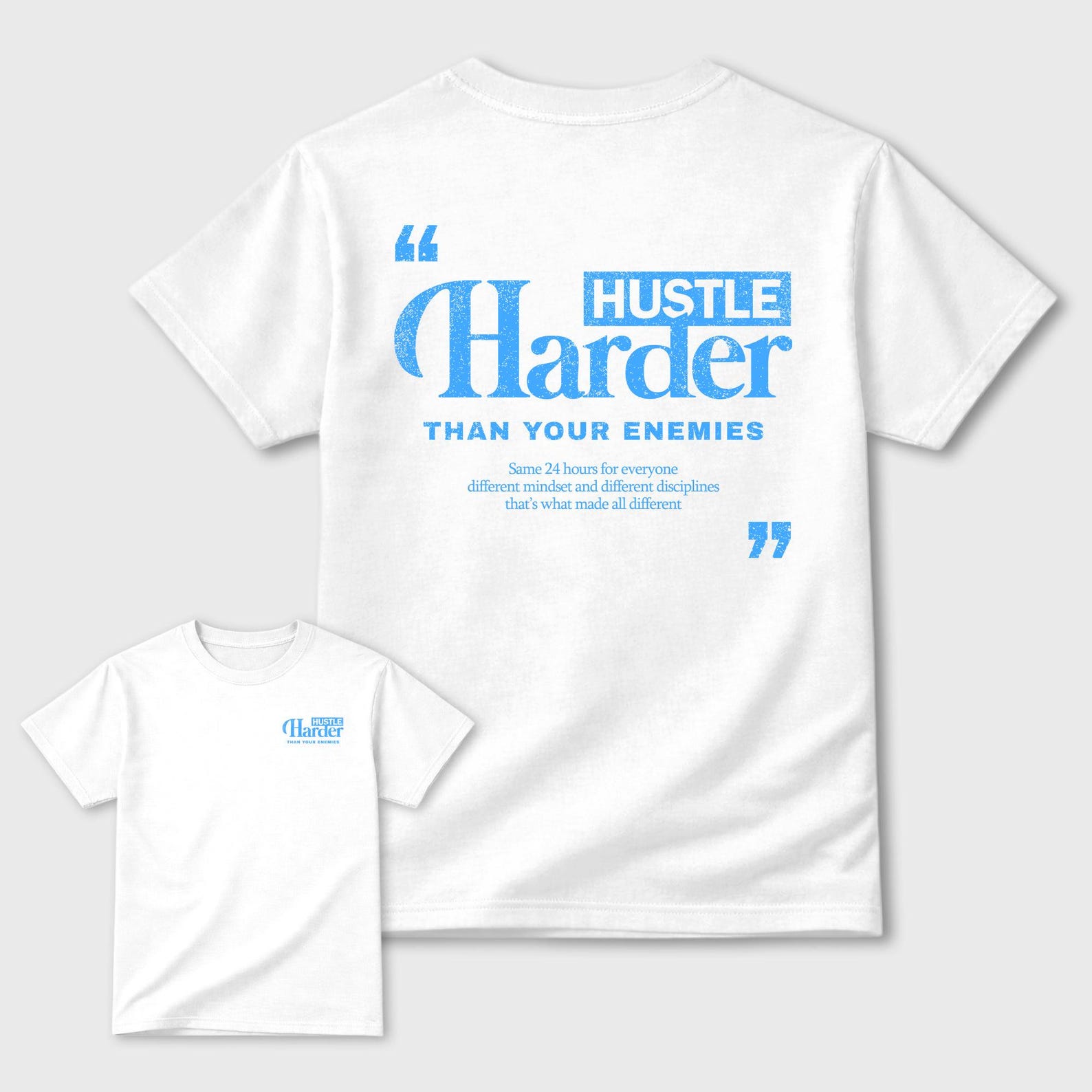 Hustle Harder Than Your Enemies Graphic Tee - best T-Shirts to wear with jordans 11s University Blue S