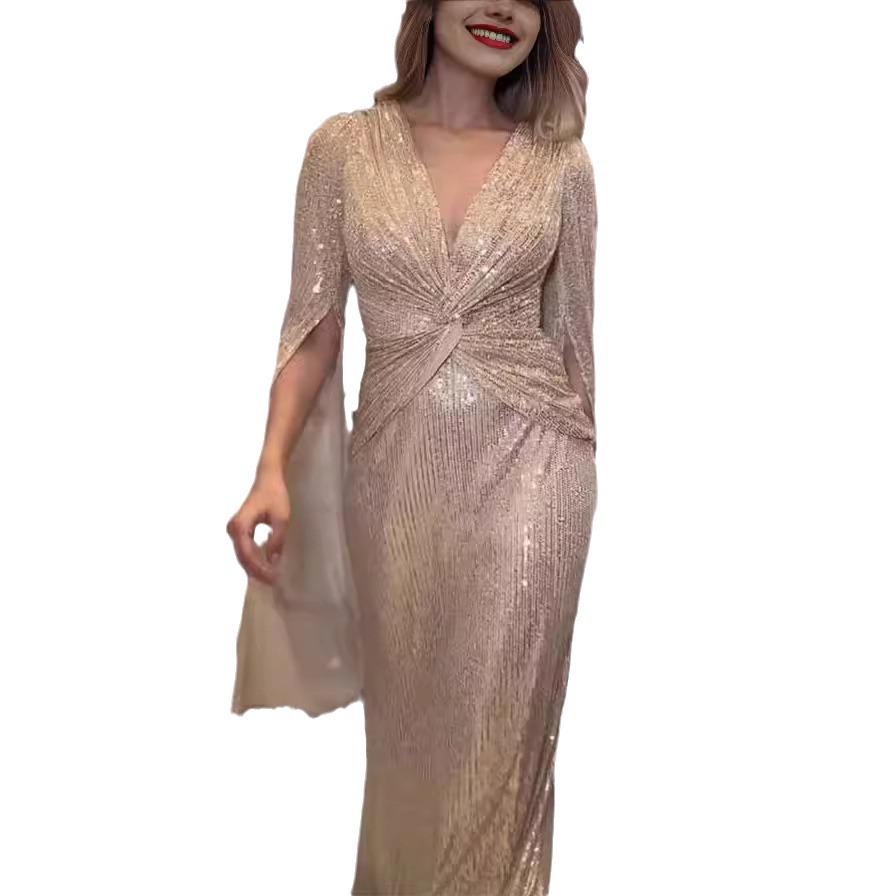 GA23108 European & American Sequin Party Dress - Casual, Loose, Sexy Fit