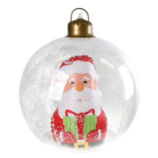 24 Inch Inflatable Christmas Ball Ornament Large Clear Blow Up Ball Christmas Decoration with Snowman Santa Tree Inside for Holiday Yard Lawn Decor