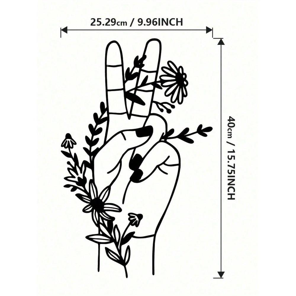 Wall Art Peace Symbol Metal Flowers Modern Home Decor Craft
