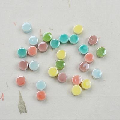 Colorful Jingdezhen Ceramic Electroplating 9mm Small Disc Loose Beads Handmade DIY Material Bracelet Necklace Jewelry Accessories