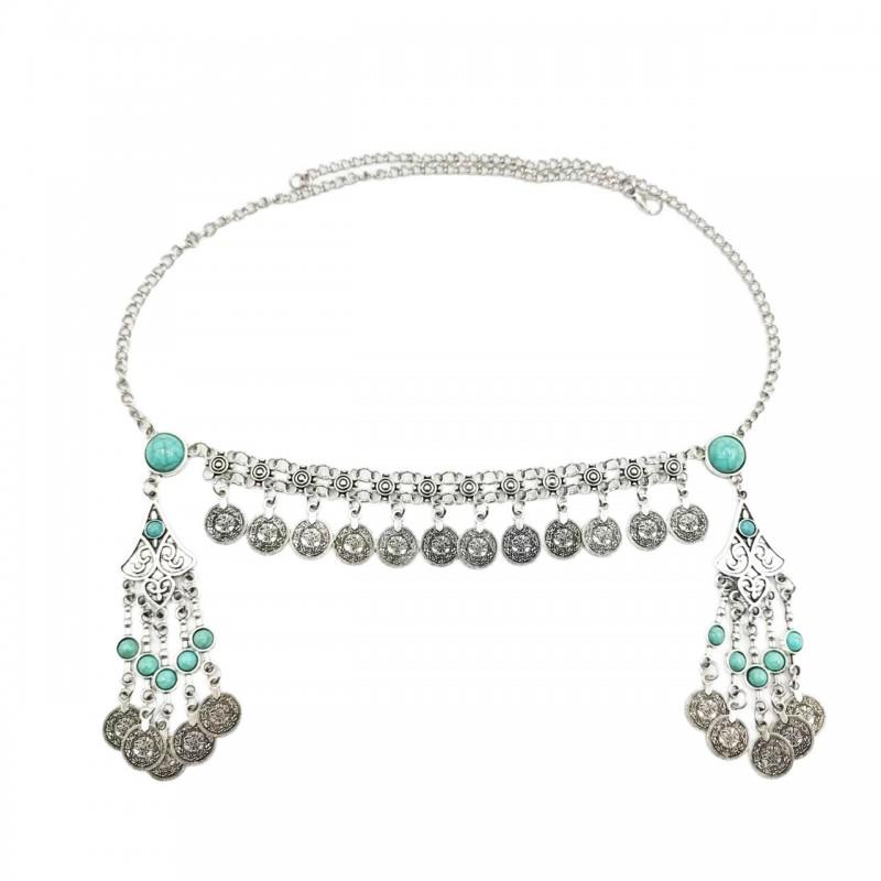 Bohemian Ethnic Headpiece With Tassel Chain Vintage Kazakh Coin Design Hair Accessory Festival Costume