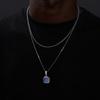Vnox Stackable Men Necklaces Set, Geometric Square Lapis Lazuli Stone Pendant, Casual Male Boy Collar