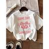 Rabbit Flower Series Print Summer Girls Clothes Tee Cotton Casual Childrens Tshirt Childrens Fashion Short Sleeved Shirt Tops
