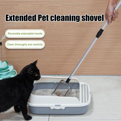 Ausziehbare Katzenstreuschaufel Edelstahl Katzenkot Schaufel Robuste Katzenkotschaufel mit 3-teiligem Griff zur Reinigung der Katzentoilette