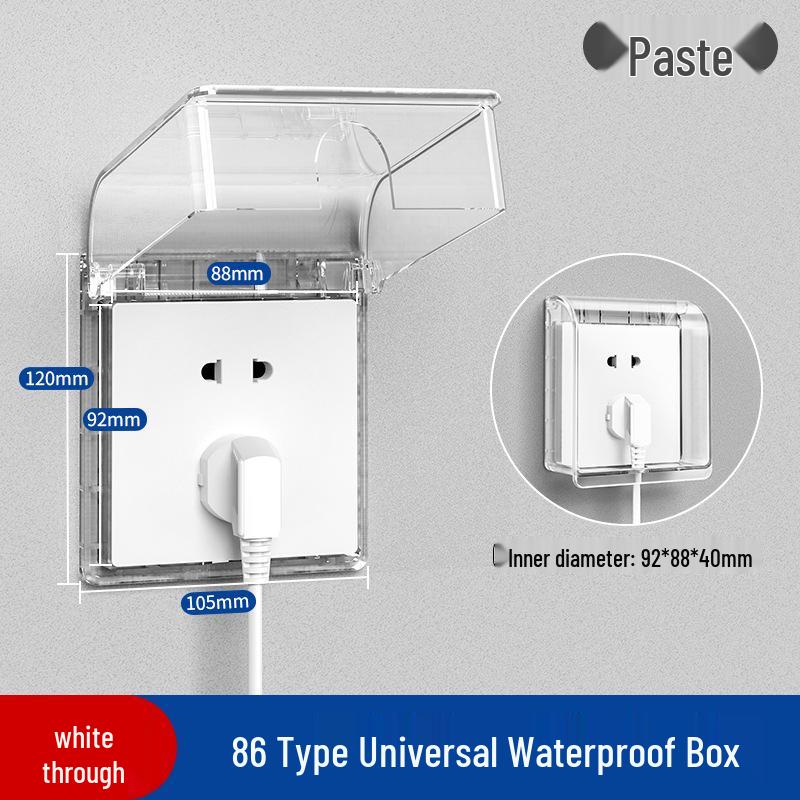 Type 86 Waterproof Bathroom Socket Cover: Child-Proof, Adhesive Shield Box