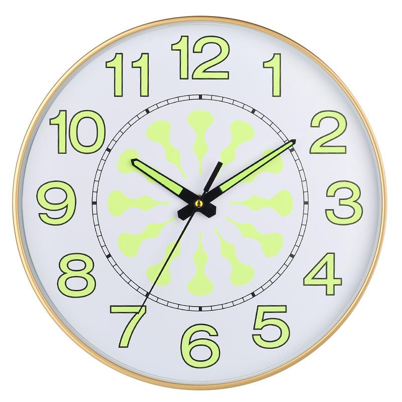 12 Inch 30cm Luminous Plastic Silent Wall Clock Creative Bedroom Living Room Simple Luminous Quartz Clock