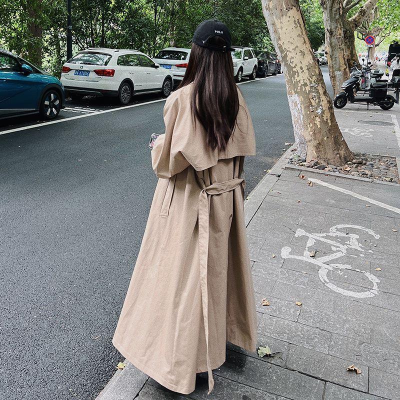 Women's Trench Coat, Women's Extra Long Autumn New Style Casual British Style Popular Extra Long Over-the-knee Coat
