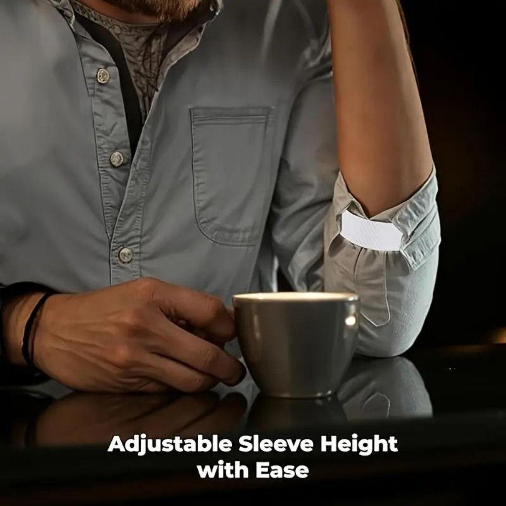 2Pcs Elastic Women Men Shirt Cuff Holders Adjustable Arm Cuffs Bands Extension Button  Accessories