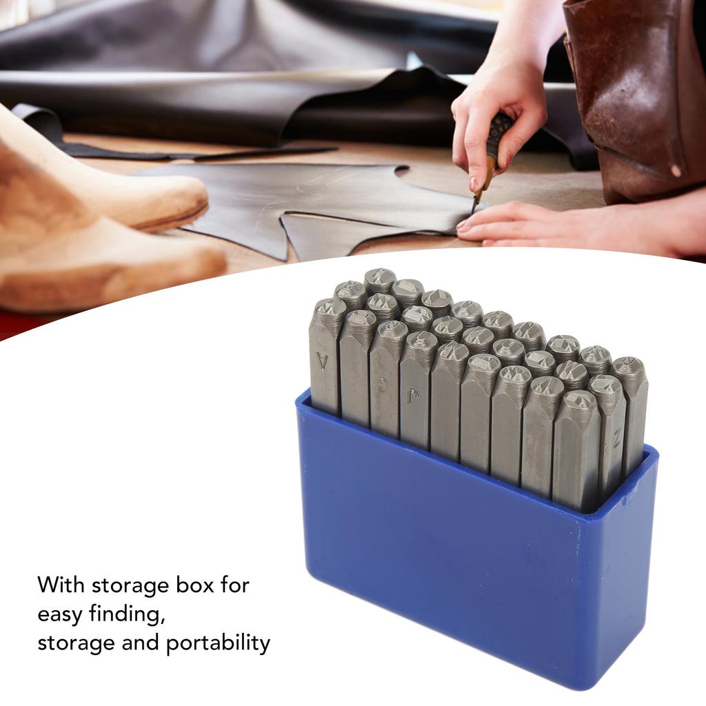 27-teiliges Metallstempel-Set aus Kohlenstoffstahl, Metall-Buchstabenstempel-Set für Schmuck, Leder, mit Aufbewahrungsbox