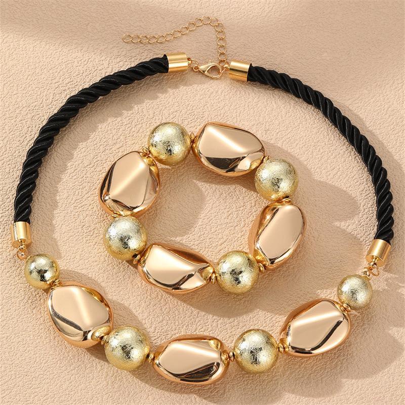1/2Pcs Versatile Gold Irregular Jewelry Set – Minimalist Necklace & Bracelet For Casual & Party Wear