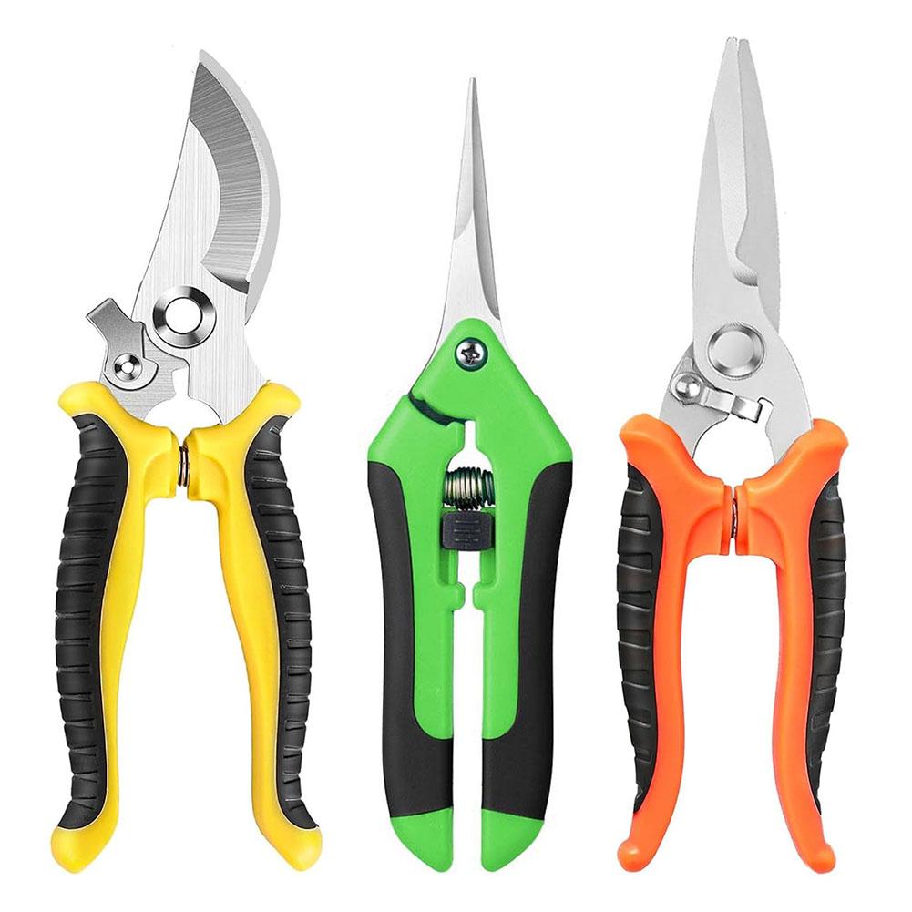 3PCS Garden Pruning Shears Set Stainless Steel Scissors Clippers Pruning Snips Shears Hand Tools for Flowers Leaves Potted Tools