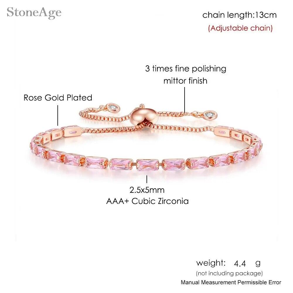 

Теннисные браслеты с розовыми кристаллами для женщин, женские трендовые романтические блестящие циркониевые регулируемые складные цепочки с пряжкой, ювелирные изделия на руки
