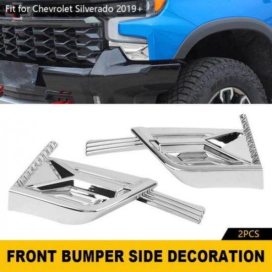 2x Chrome Front Bumper Grill Side Cover Trims Kit For + Chevy Silverado 1500