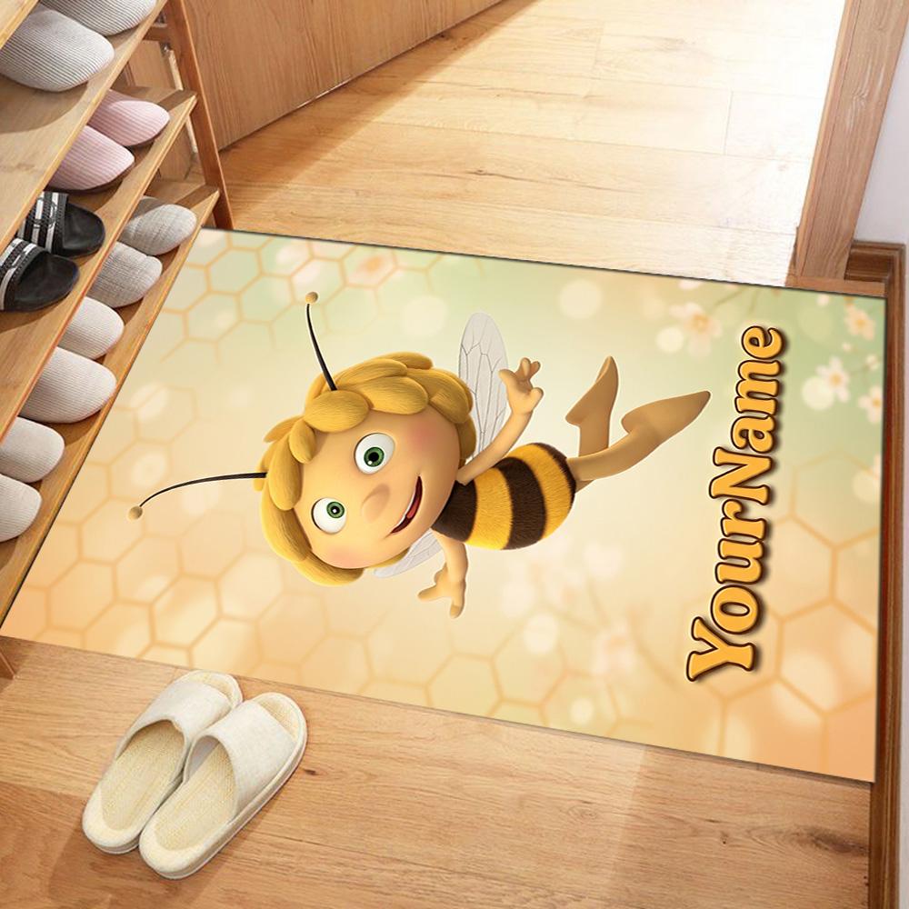 Biene Maja Customize Text Floor Mat Design for Hallway Kitchen Study room Outdoor Antislip Carpet Anime Office Decor Best for Christmas
