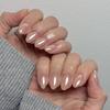 24Pcs French Tip Almond Press On Nails Solid Gradient Full Cover Acrylic False Nails Wearable Manicure Nail Art