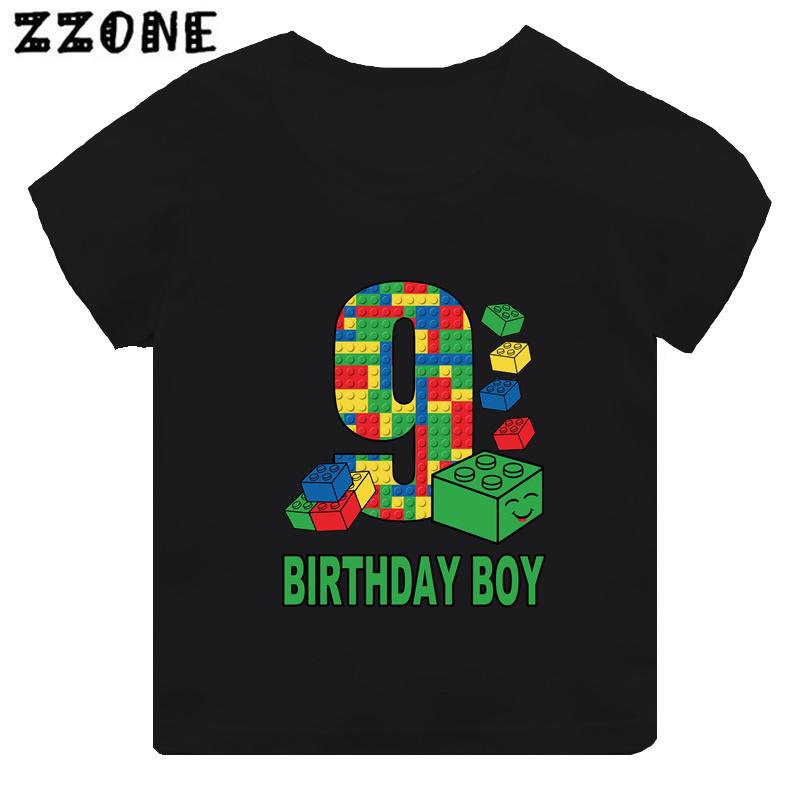 Master Builder Blocks Building Number Bow Print Boys Clothes 1 2 3 4 5 6 7 8 9 Years Birthday Kids T Shirt Baby Girls TShirts