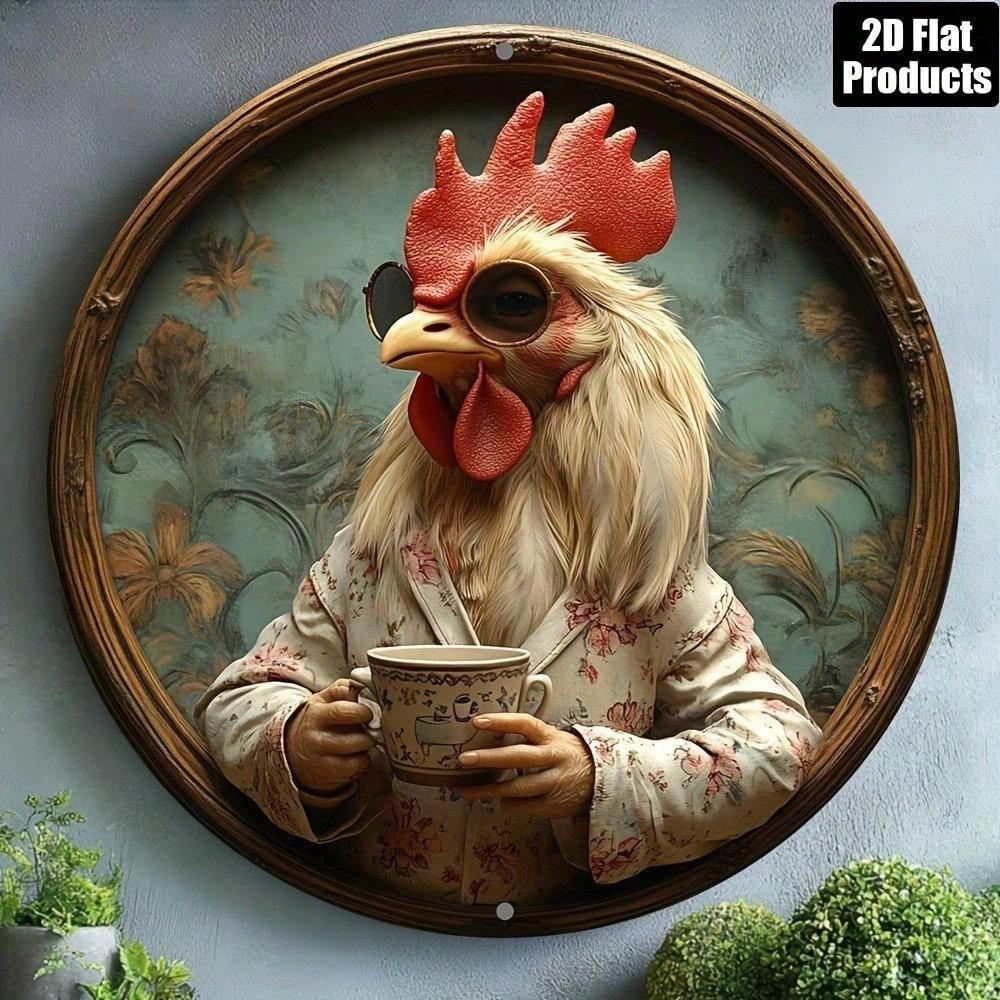 Vintage Angry Chicken Metal Sign 8x8 Inch Funny Humorous Wall Decor For Home Bar Kitchen Cafe Gift