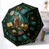 Owl Wisdom Nature Pattern Umbrella, Portable and Foldable Design, 8 Ribs, a Casual Accessory for Halloween, Christmas, and Birthday Gifts.