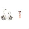 Porcelain Swan And Girl Resin Figurine Collection Traditional Chinese Ancient Miniature Sculpture