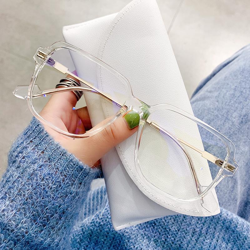 

Tr Square Glasses Women S Personality Trend Anti-Blue Glasses Large Frame Plain Flat Glasses Frame 8502 anti-blue lens