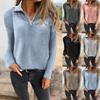 Women's Half Zip Long Sleeve Ribbed Knit Sweater Loose Fit Casual Fall Pullover Top