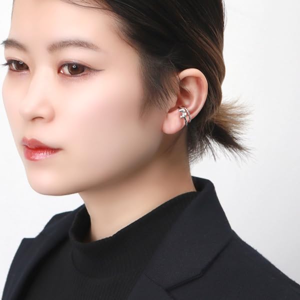 SNOOPY Ohrklemme 2 Stück 1P Einzelohr Silber 925 Offizielle PEANUTS Ware Charakter Zirkonia Einzelstein [SNOOPY] Damen