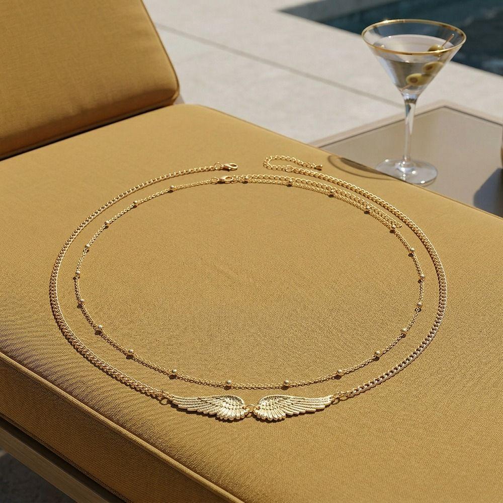 Beads Wings Waist Chain Metal Bikini Belly Belt Gift Double Layer Wings Body Chain  Party