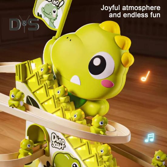 Electric Animal Climbing Slide Toy with LED Light Music Kids Educational Automatic Dinosaur Rabbit Staircase Climbing Roller Coaster Sliding Track